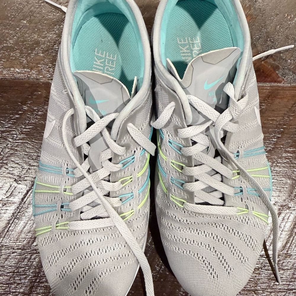 Nike Women's Gray Athletic Shoes with Aqua and Lime Accents - Picture 2 of 3
